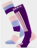 Miniaturansicht Poederbaas, Striped Ski Socks 2-pack Skisocken 2-pack Unisex Purple Pink rosa 