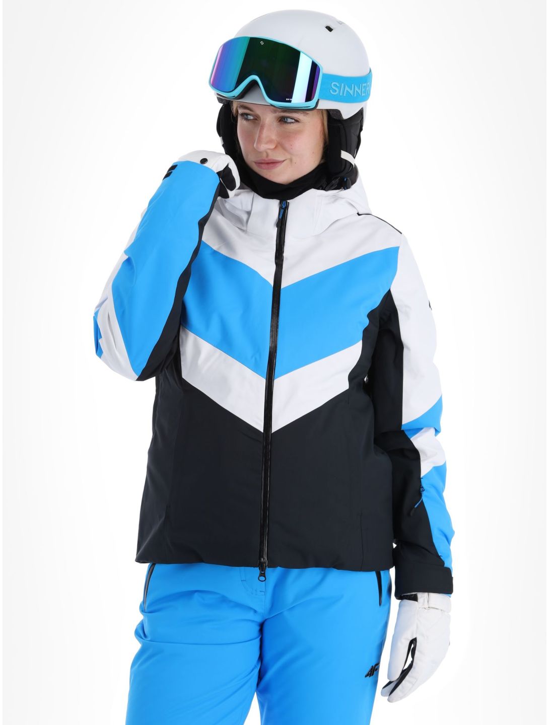 4F, Technical Jacket  F338 Skijacke Damen Turquoise schwarz, Turquoise, weiß 