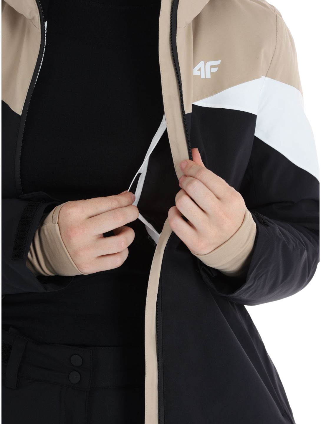 4F, Technical Jacket  F344 Skijacke Damen Light Brown braun, schwarz 