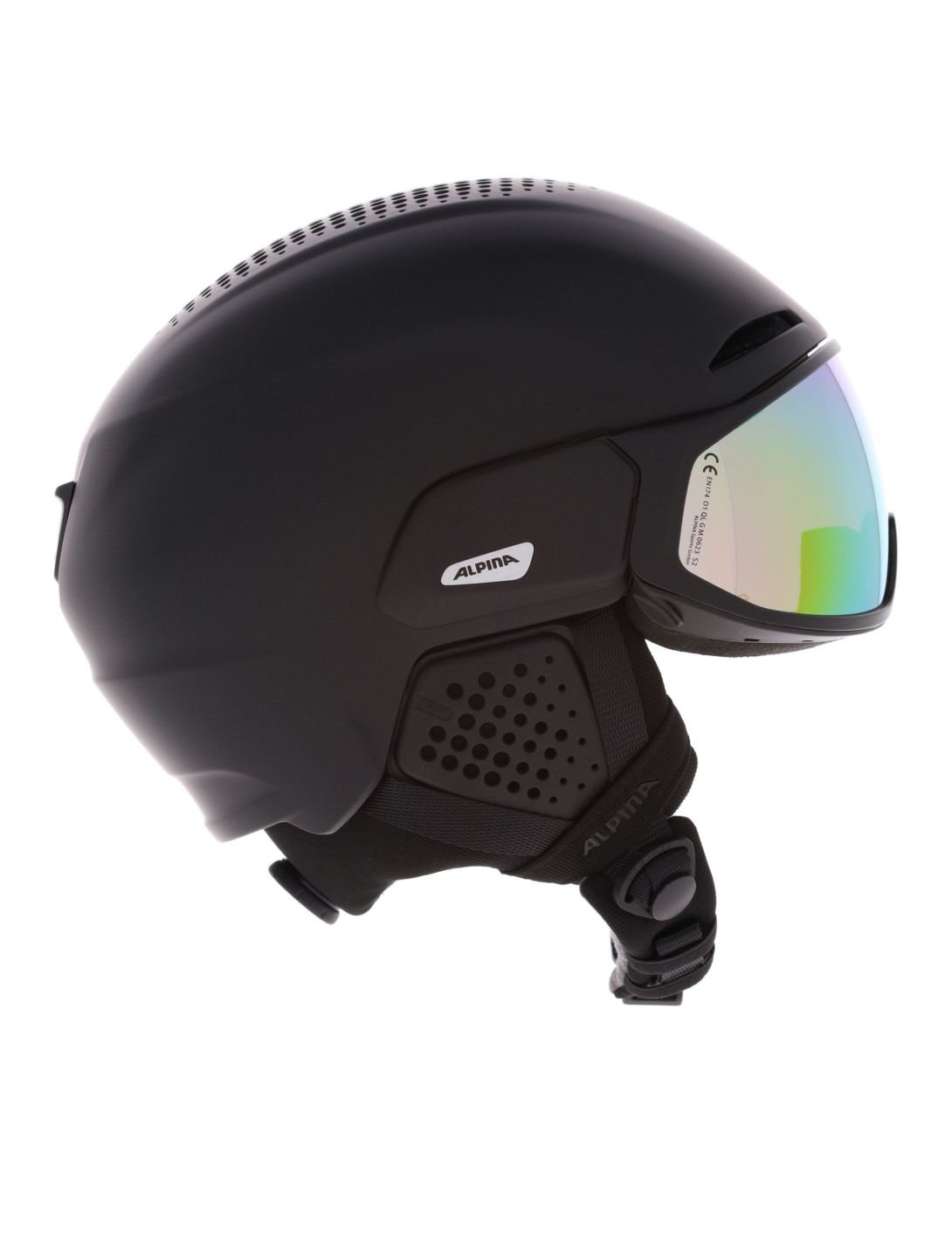 Alpina, Alto Q-Lite Skihelm mit Visier Unisex Black Matt (Gold Mirror) schwarz 