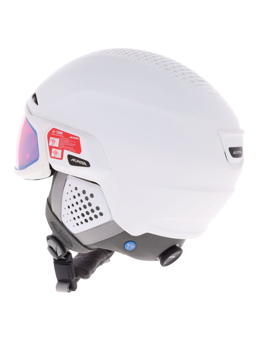 Alpina, Alto QV Skihelm mit Visier Unisex White Matt (Ice Blue) weiß 