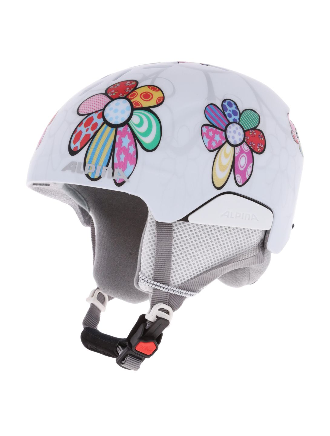 Alpina, Pizi Skihelm Kinder Patchwork Flower Matt weiß 