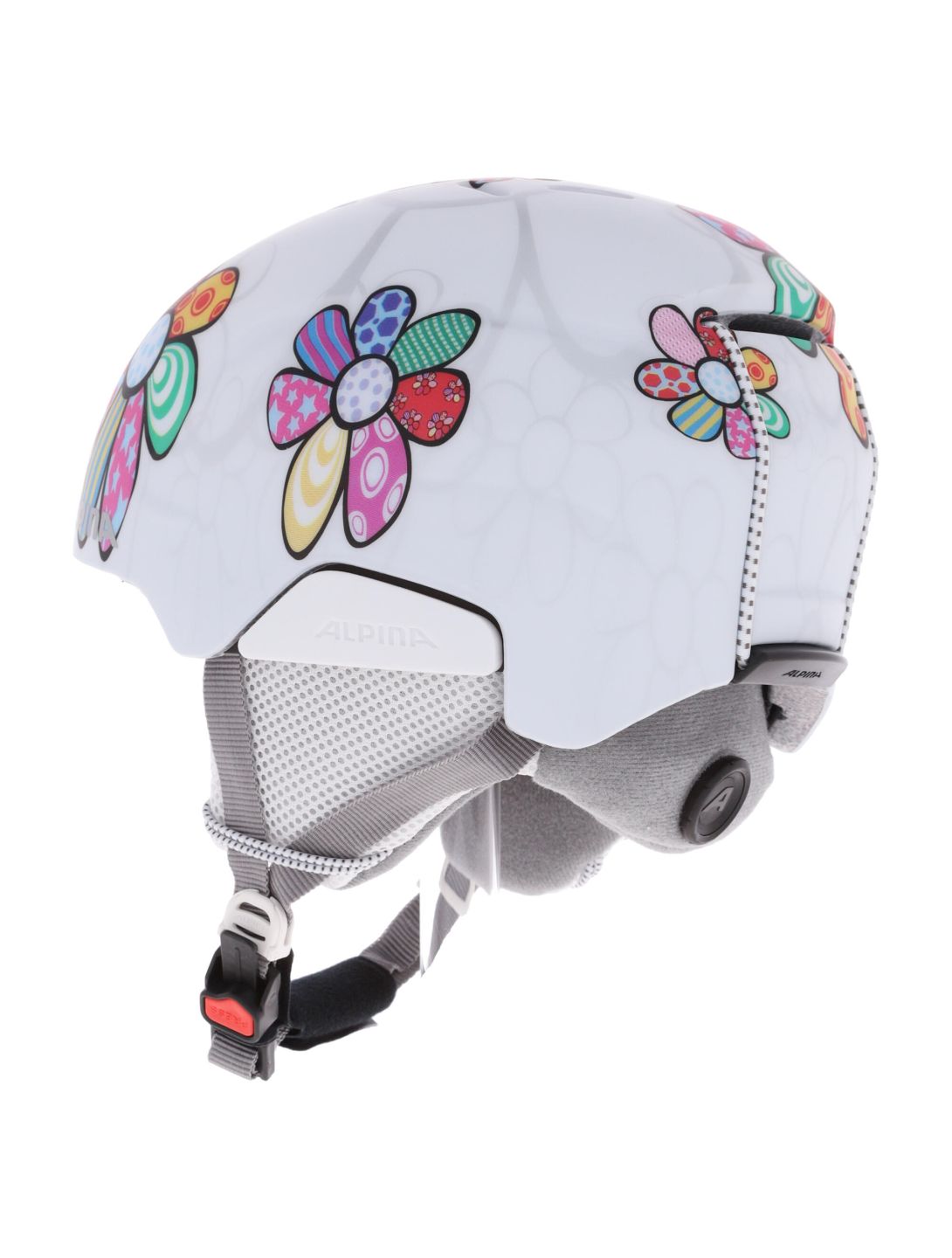 Alpina, Pizi Skihelm Kinder Patchwork Flower Matt weiß 