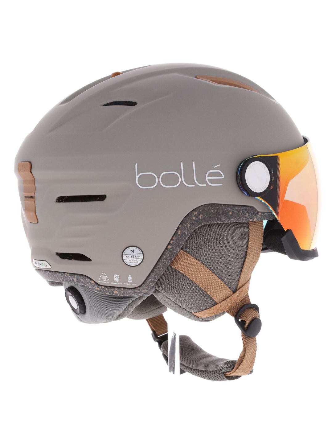 Bollé, Eco V-Atmos Skihelm mit Visier Unisex Oatmeal Matte - Photochromic Blue beige 