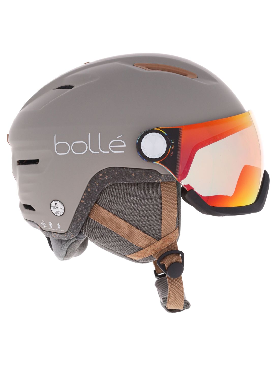 Bollé, Eco V-Atmos Skihelm mit Visier Unisex Oatmeal Matte - Photochromic Blue beige 