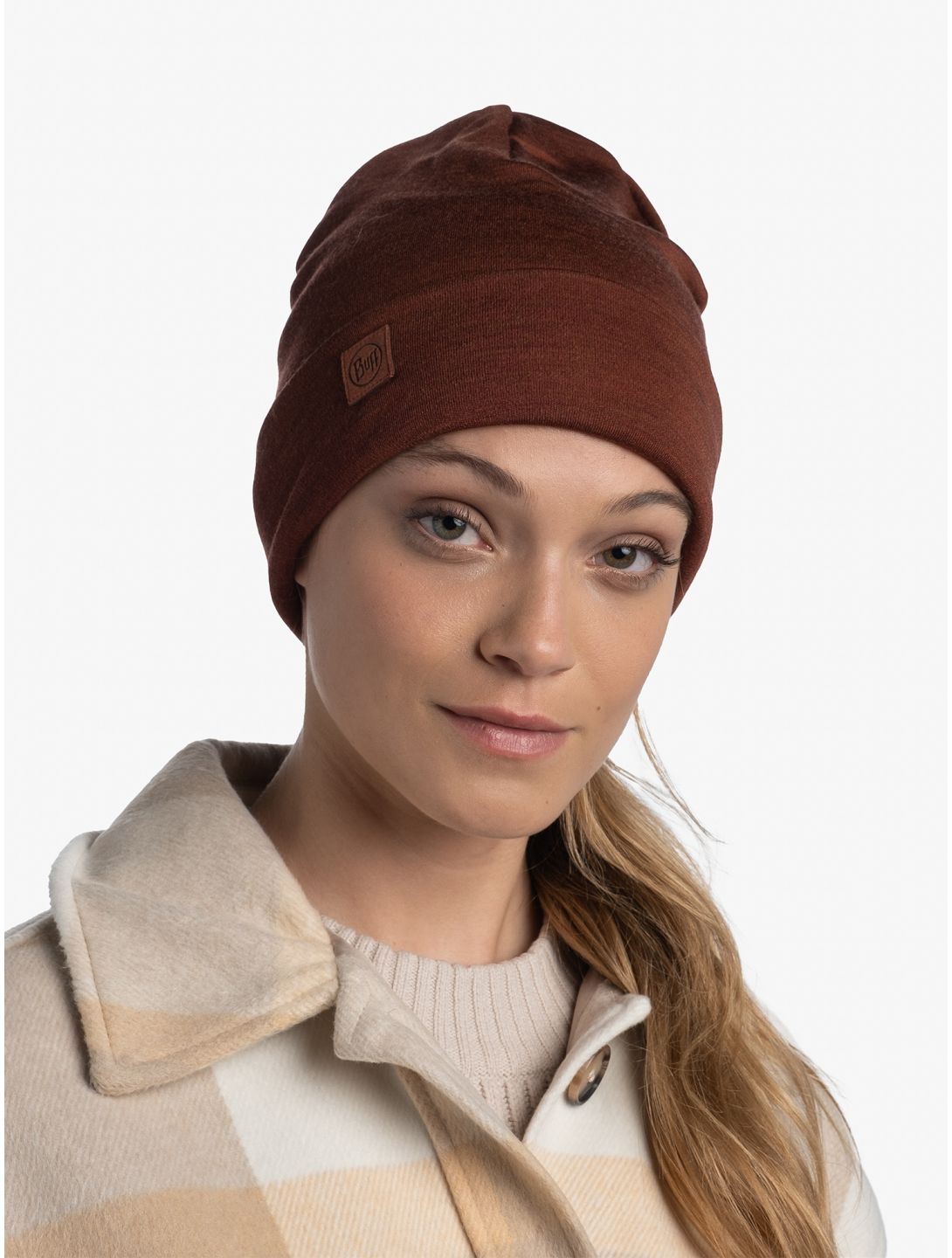 Buff, Merino Heavyweight Beanie Mütze Unisex Solid Sienna braun 