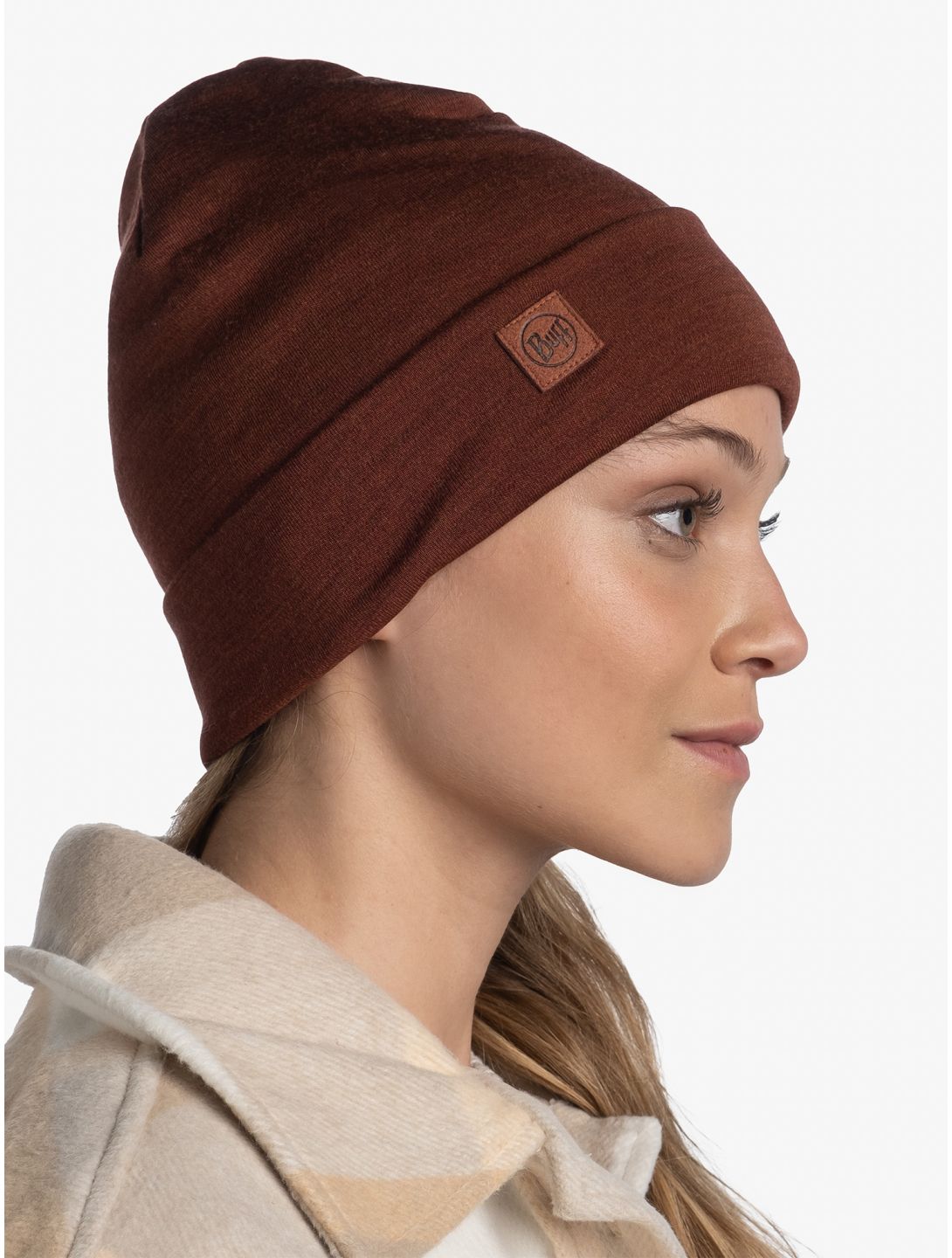 Buff, Merino Heavyweight Beanie Mütze Unisex Solid Sienna braun 