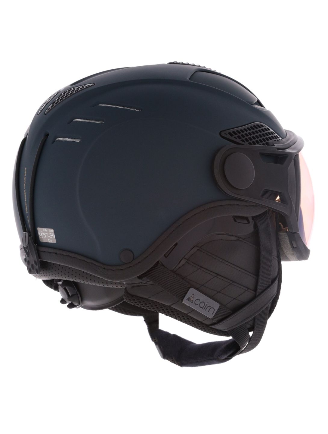 Cairn, Helios Leather Evolight NXT Skihelm mit Visier Unisex Blue Graphite blau 