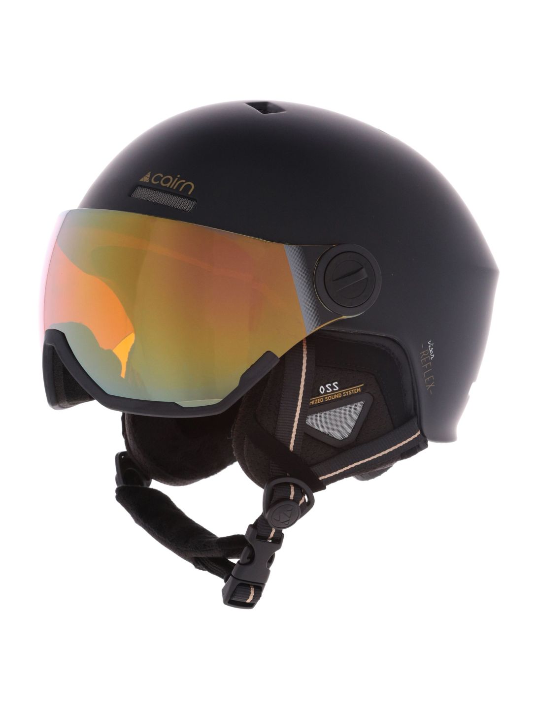 Cairn, Reflex Visor Skihelm mit Visier Unisex Mat Black Gold schwarz 