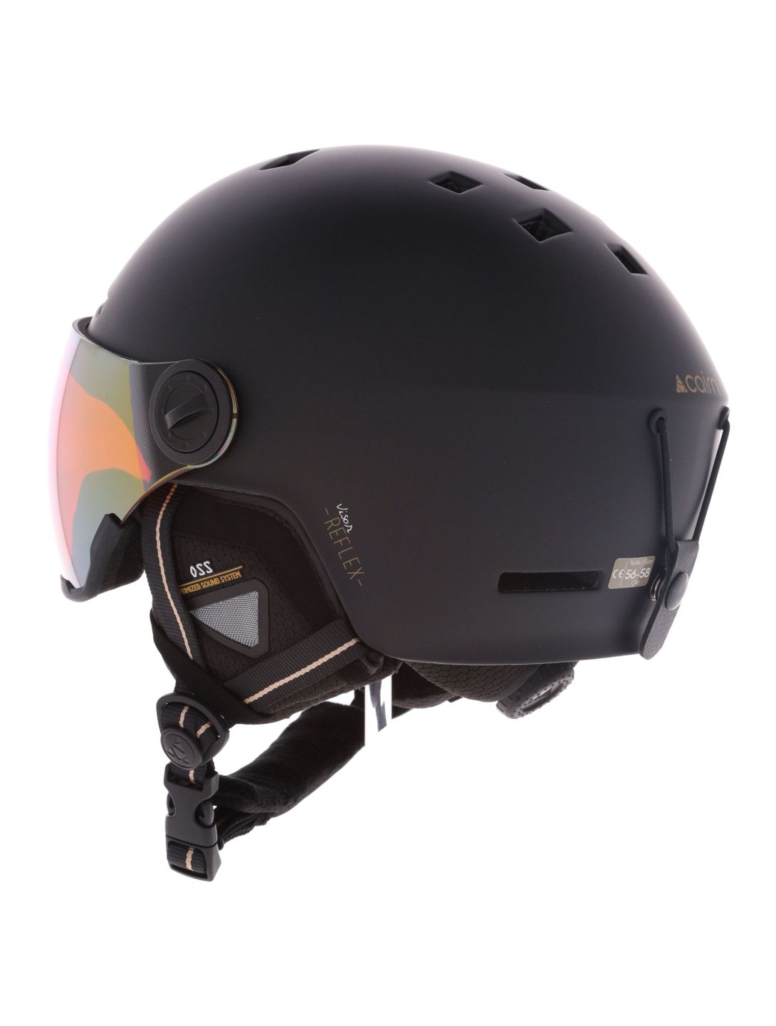 Cairn, Reflex Visor Skihelm mit Visier Unisex Mat Black Gold schwarz 