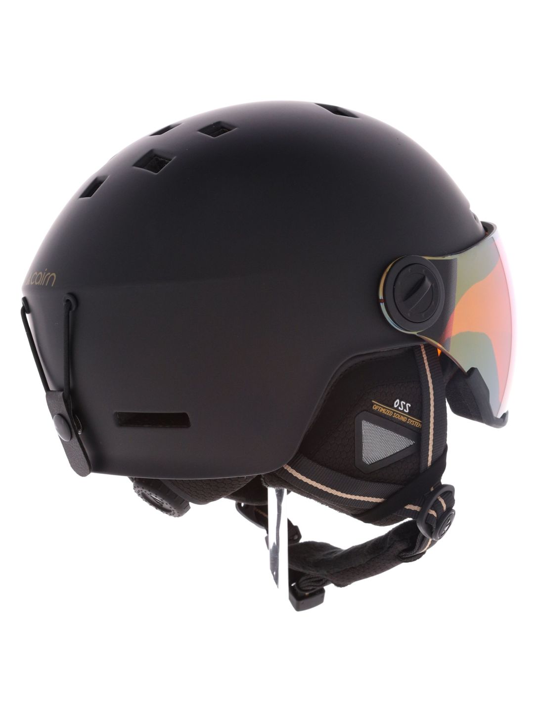 Cairn, Reflex Visor Skihelm mit Visier Unisex Mat Black Gold schwarz 