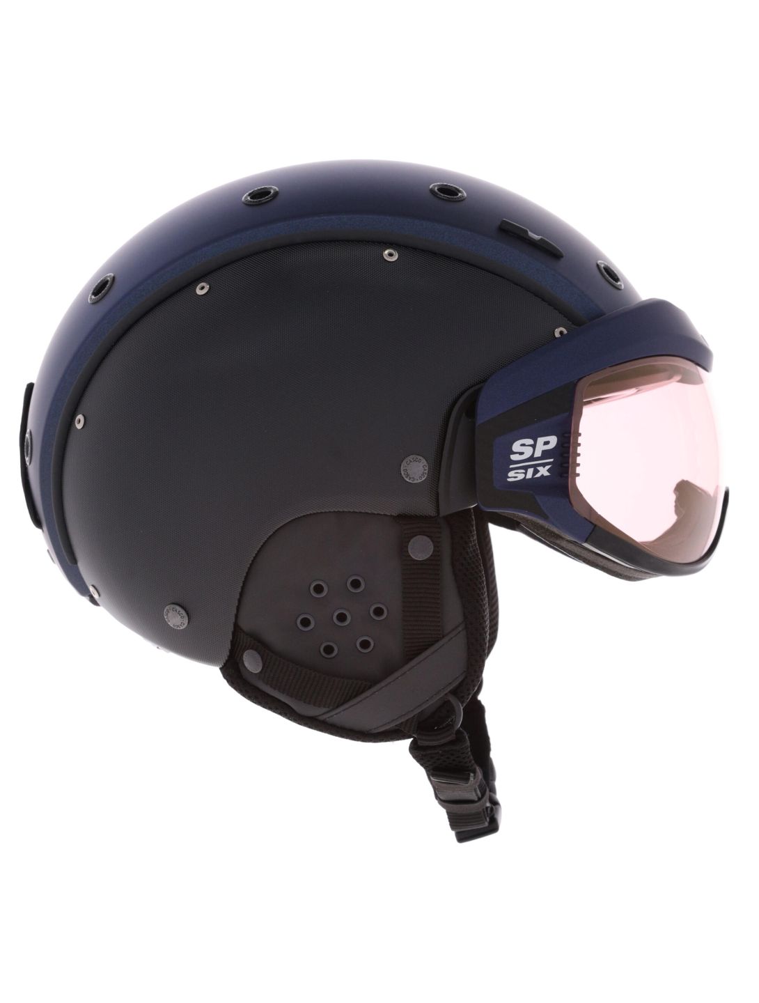 Casco, SP-6 Skihelm mit Visier Unisex Navy-Black Structure blau, schwarz 