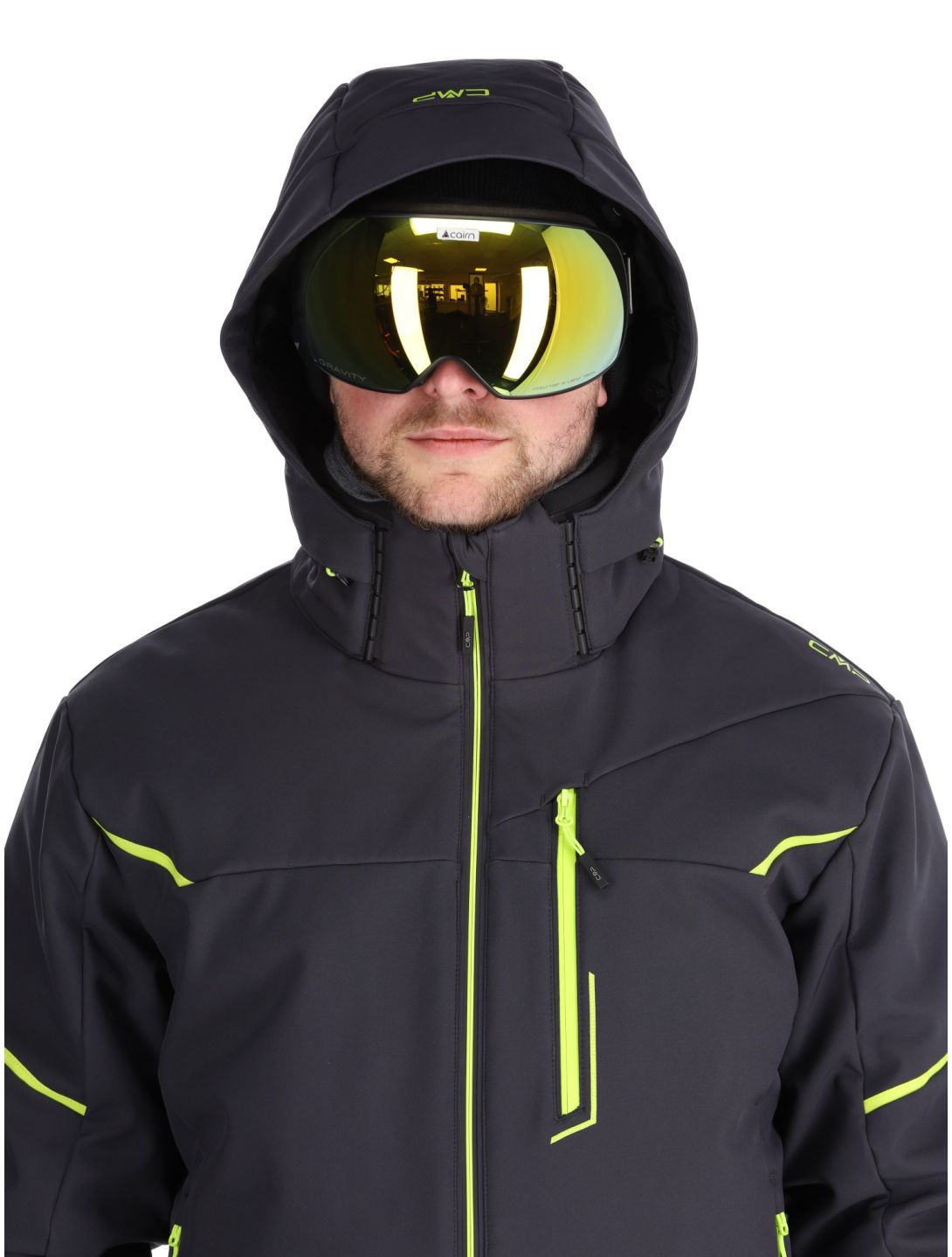 CMP, 33W0897 Softshell Skijacke Herren Anthracite / Acid Yellow grau 