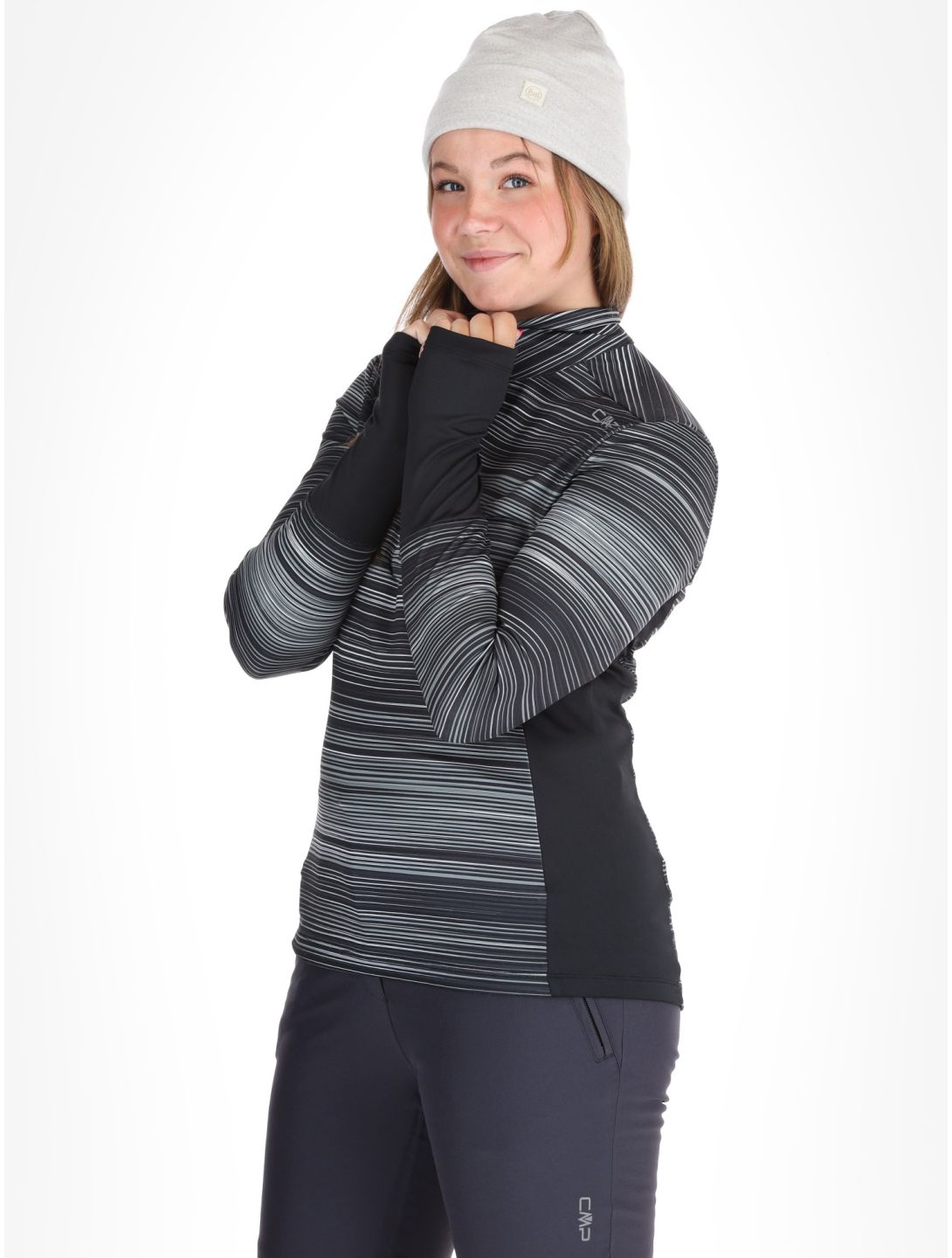 CMP, 34L2096 Pullover Damen Black / Anthracite grau, schwarz 