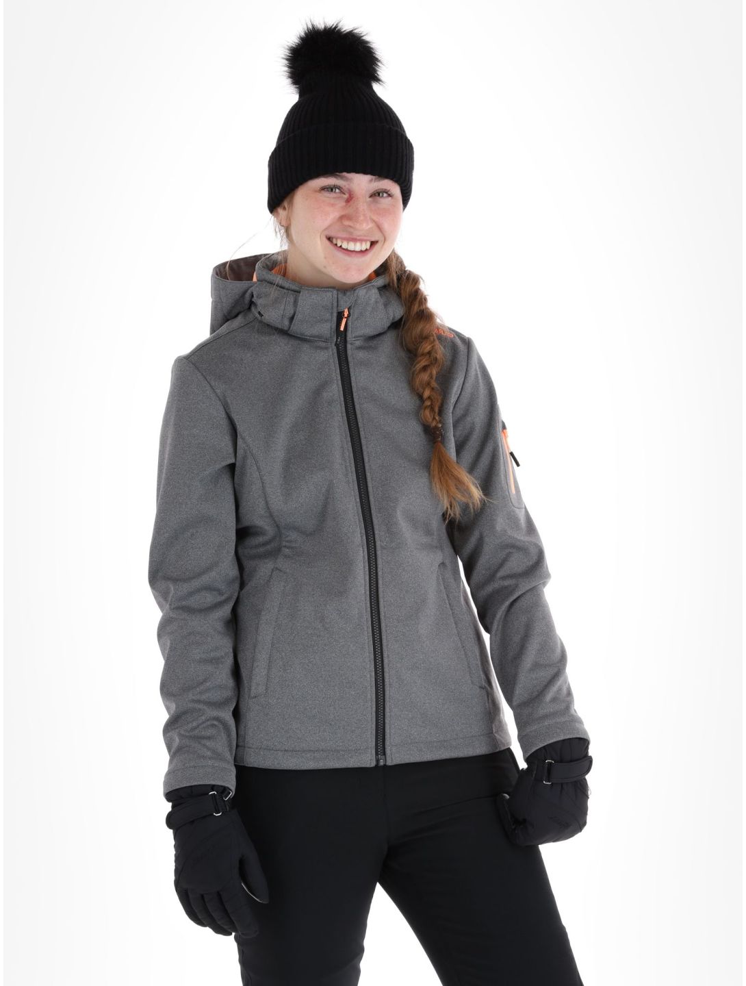 CMP, 39A5006M Softshell Skijacke Damen Black Mel. Melon orange, schwarz 