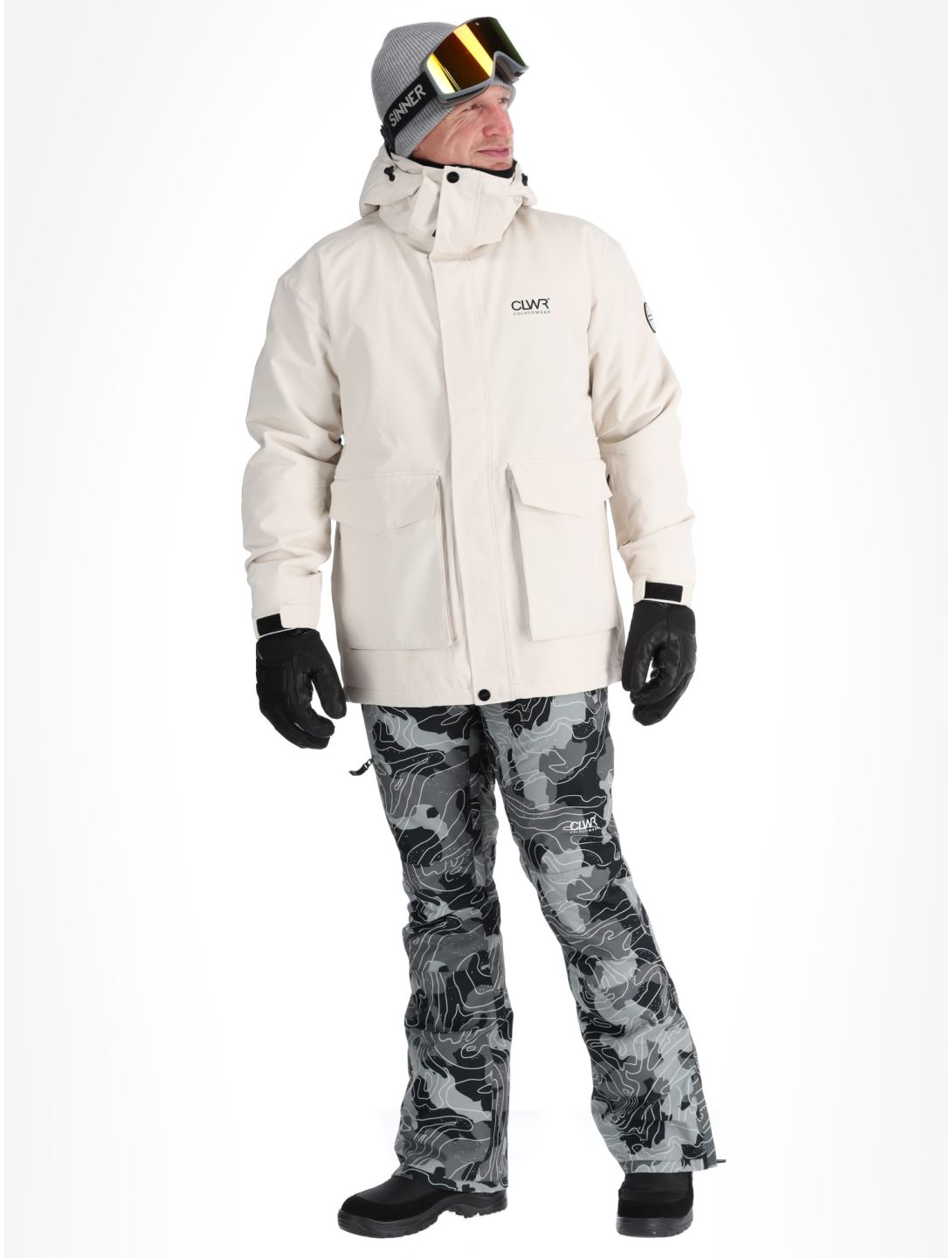 ColourWear, U Mountain Cargo Skijacke Unisex Off-White weiß 