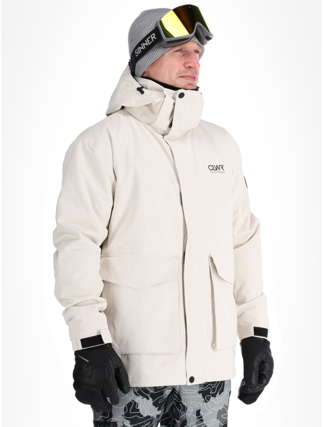 ColourWear, U Mountain Cargo Skijacke Unisex Off-White weiß 