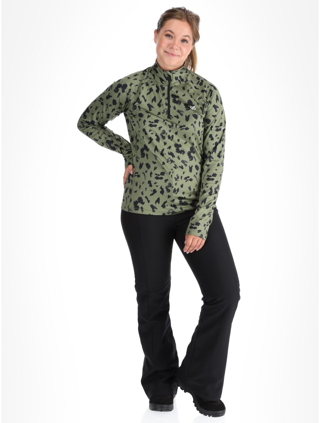 Dare2b, Divulge Core Stretch Pullover Damen Olivine Green Dash Print grün 