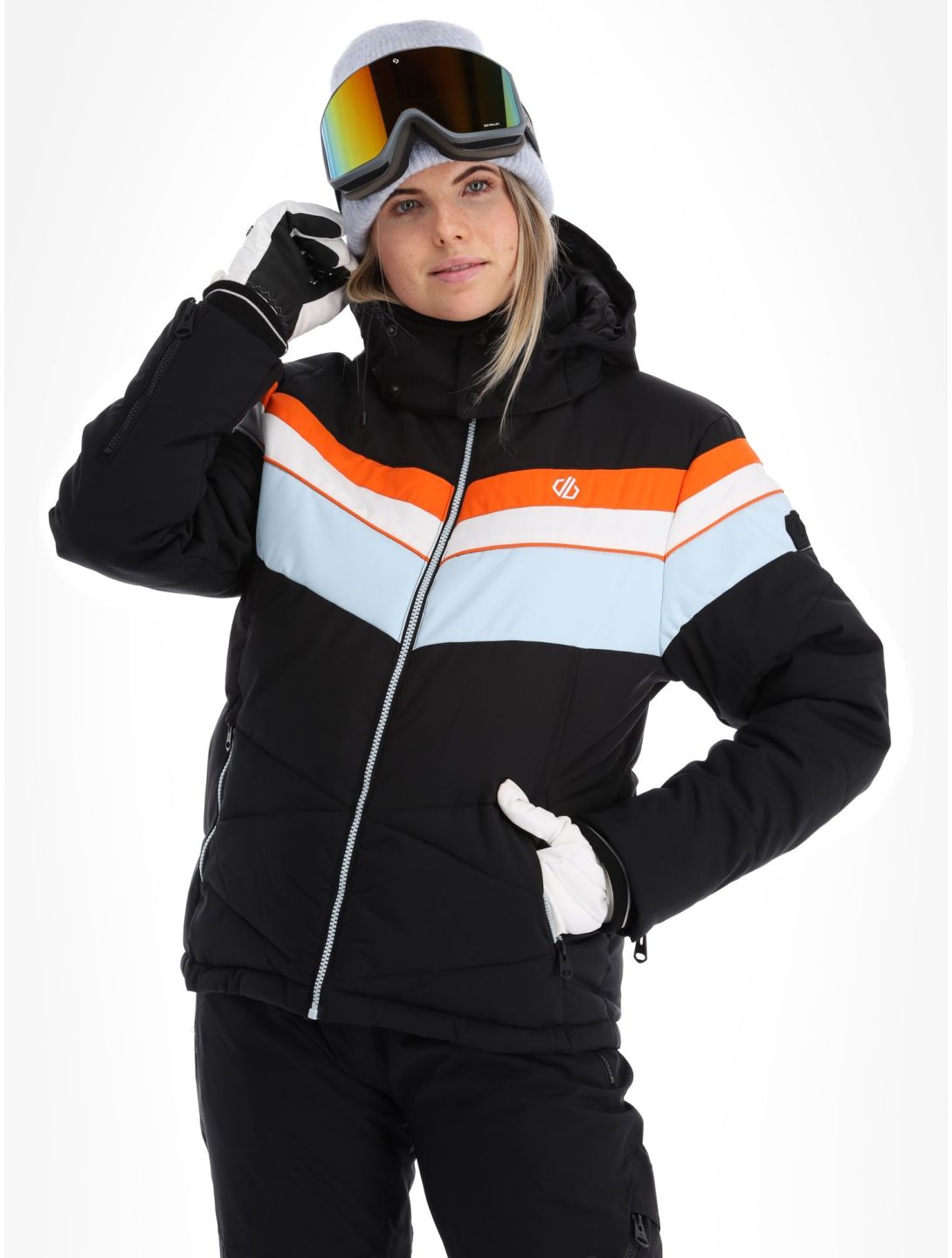 Dare2b, Powder Skijacke Damen Black / Quiet Blue blau, schwarz 