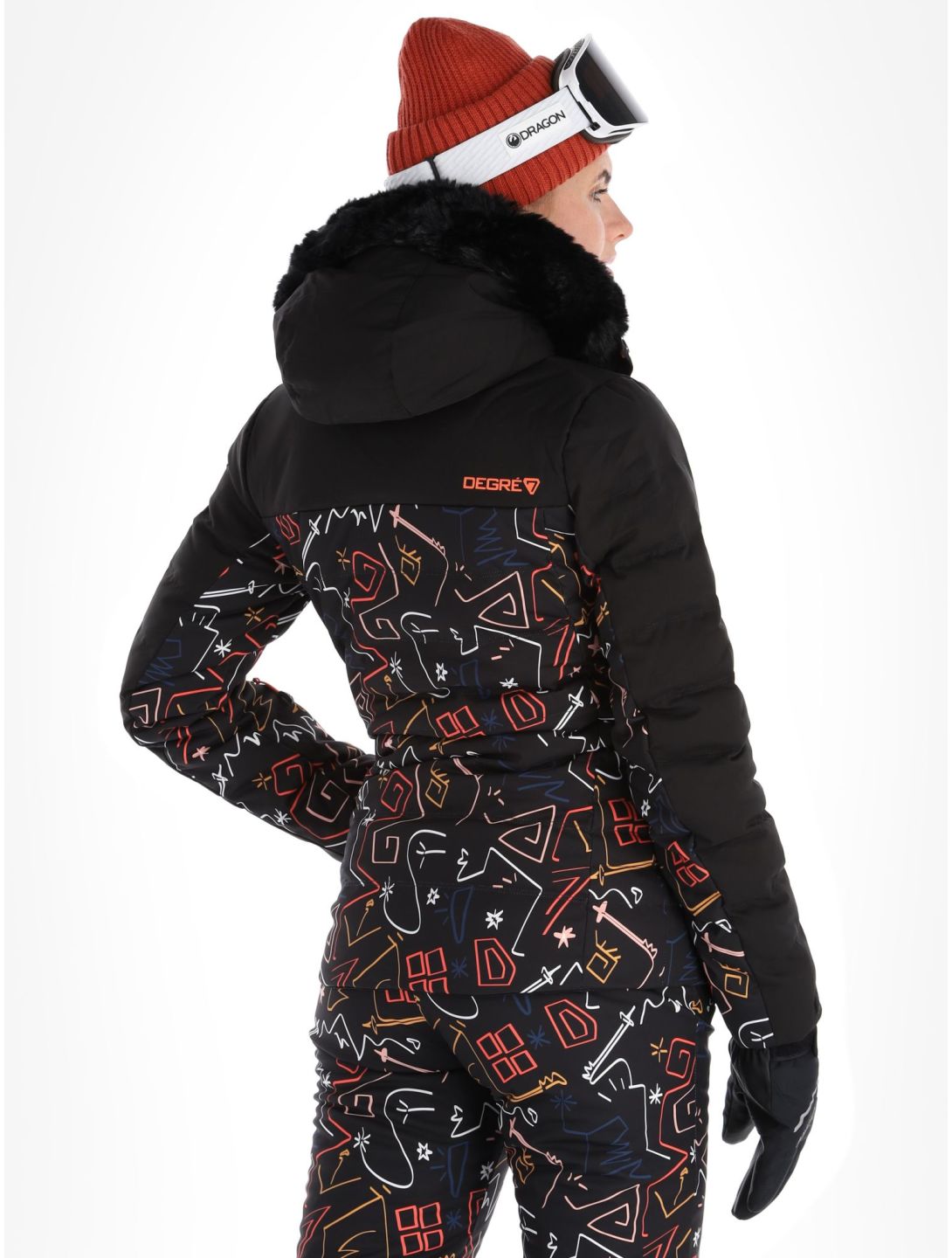 Degre7, Traqui Print Skijacke Damen Black schwarz 