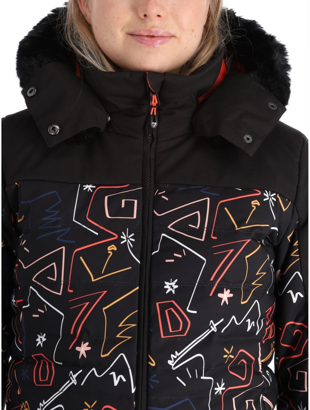 Degre7, Traqui Print Skijacke Damen Black schwarz 