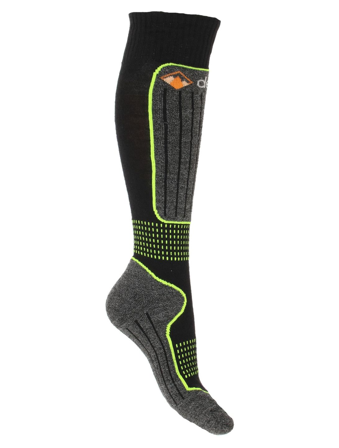 Deluni, Gaia Skisocken Unisex Black With Neon Green Lines grün, schwarz 