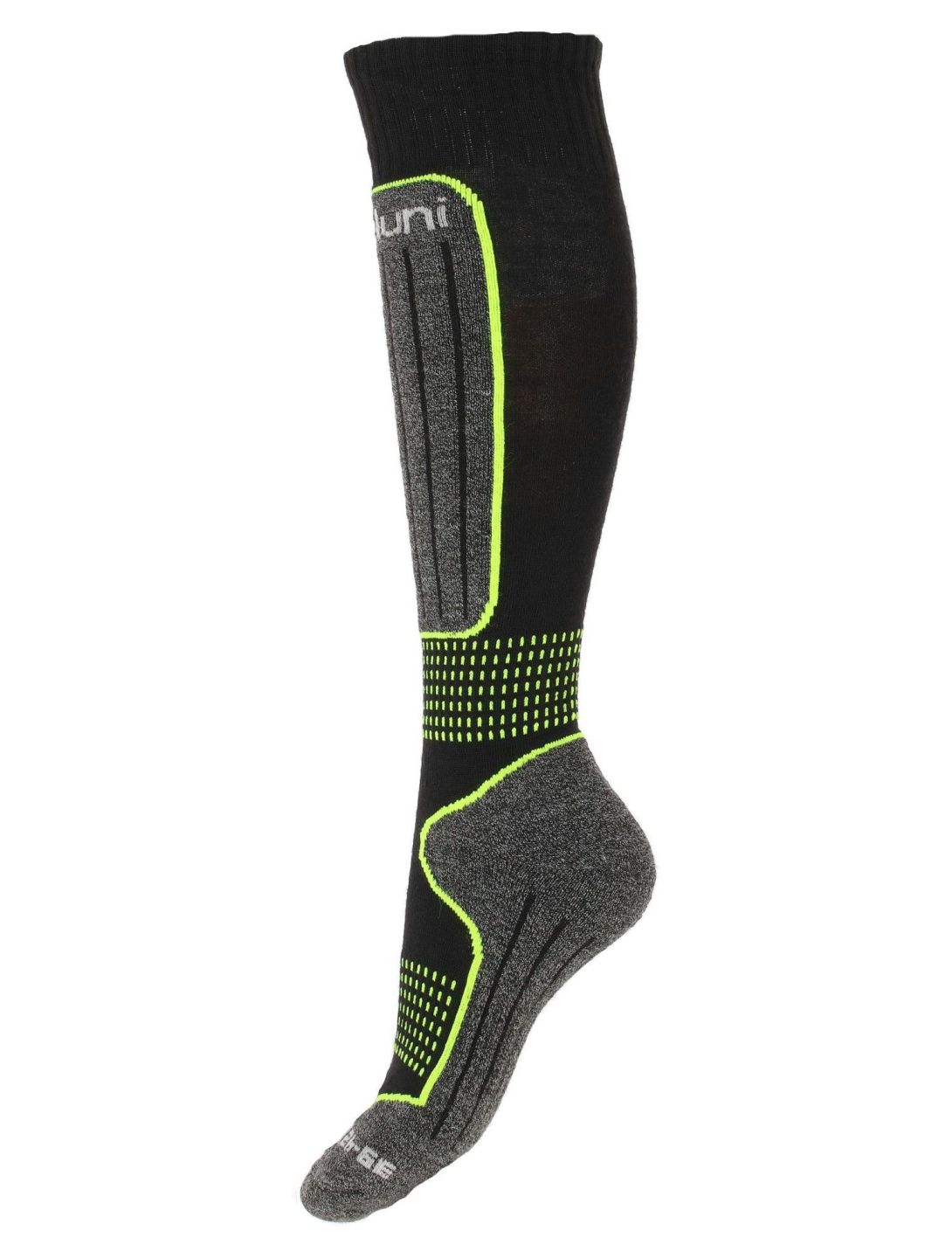 Deluni, Gaia Skisocken Unisex Black With Neon Green Lines grün, schwarz 