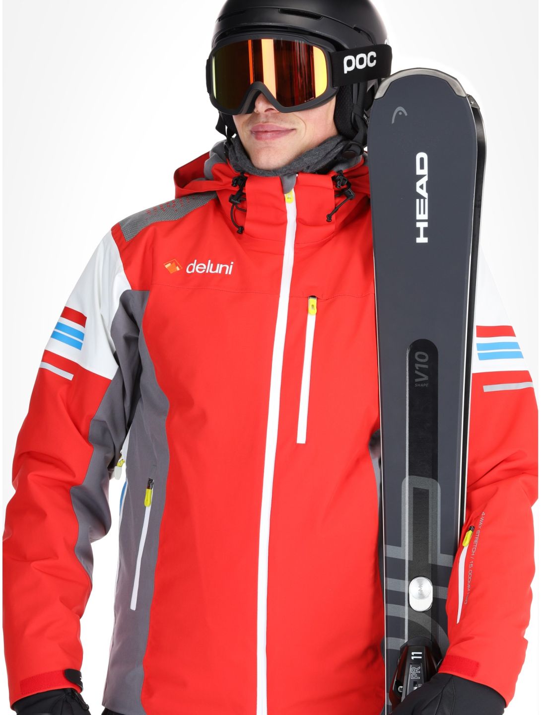 Deluni, Challenger 4 Skijacke Herren Red / Anthracite grau, rot 