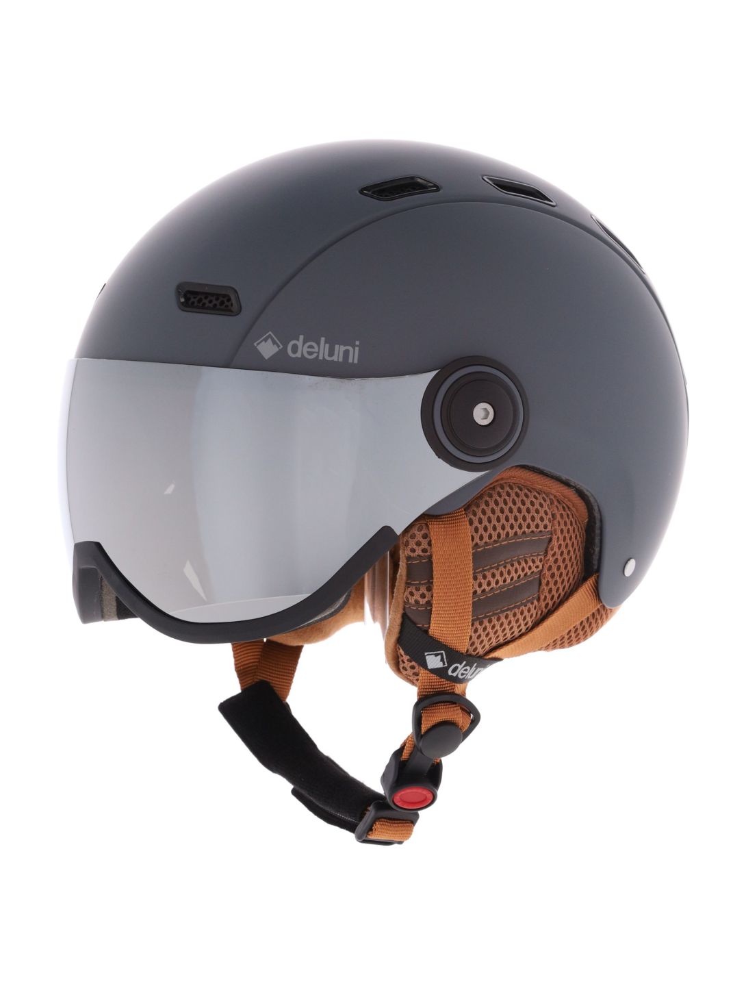 Deluni, Montano Pro 2 Skihelm mit Visier Unisex Matt Dark Grey grau 