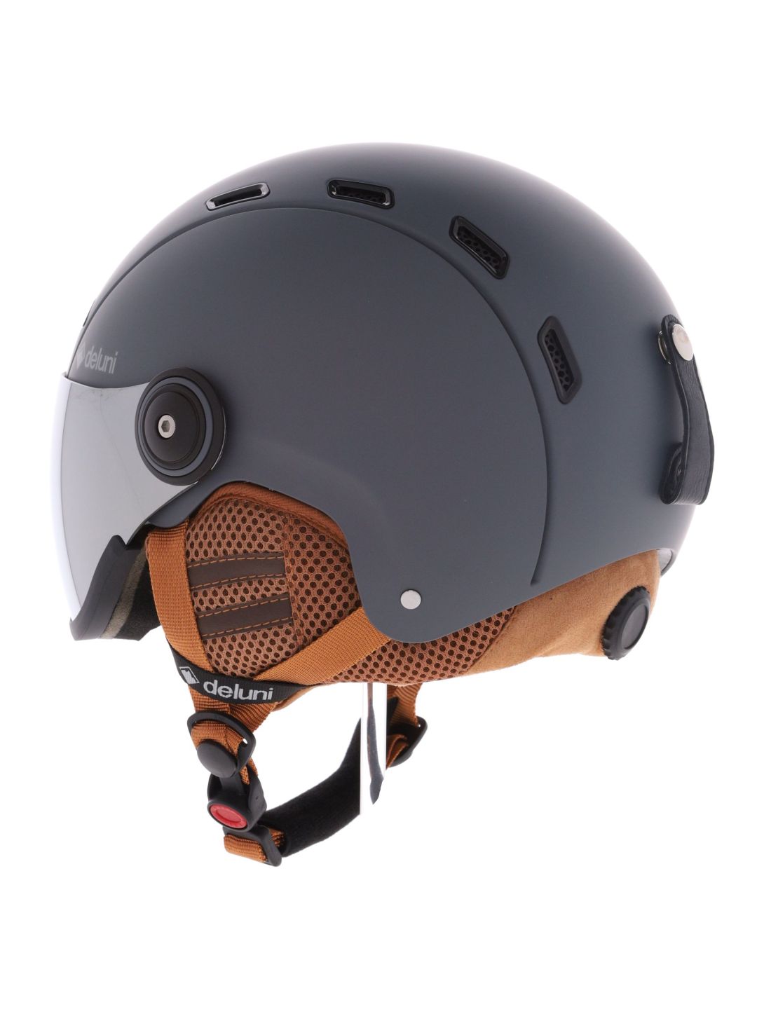 Deluni, Montano Pro 2 Skihelm mit Visier Unisex Matt Dark Grey grau 