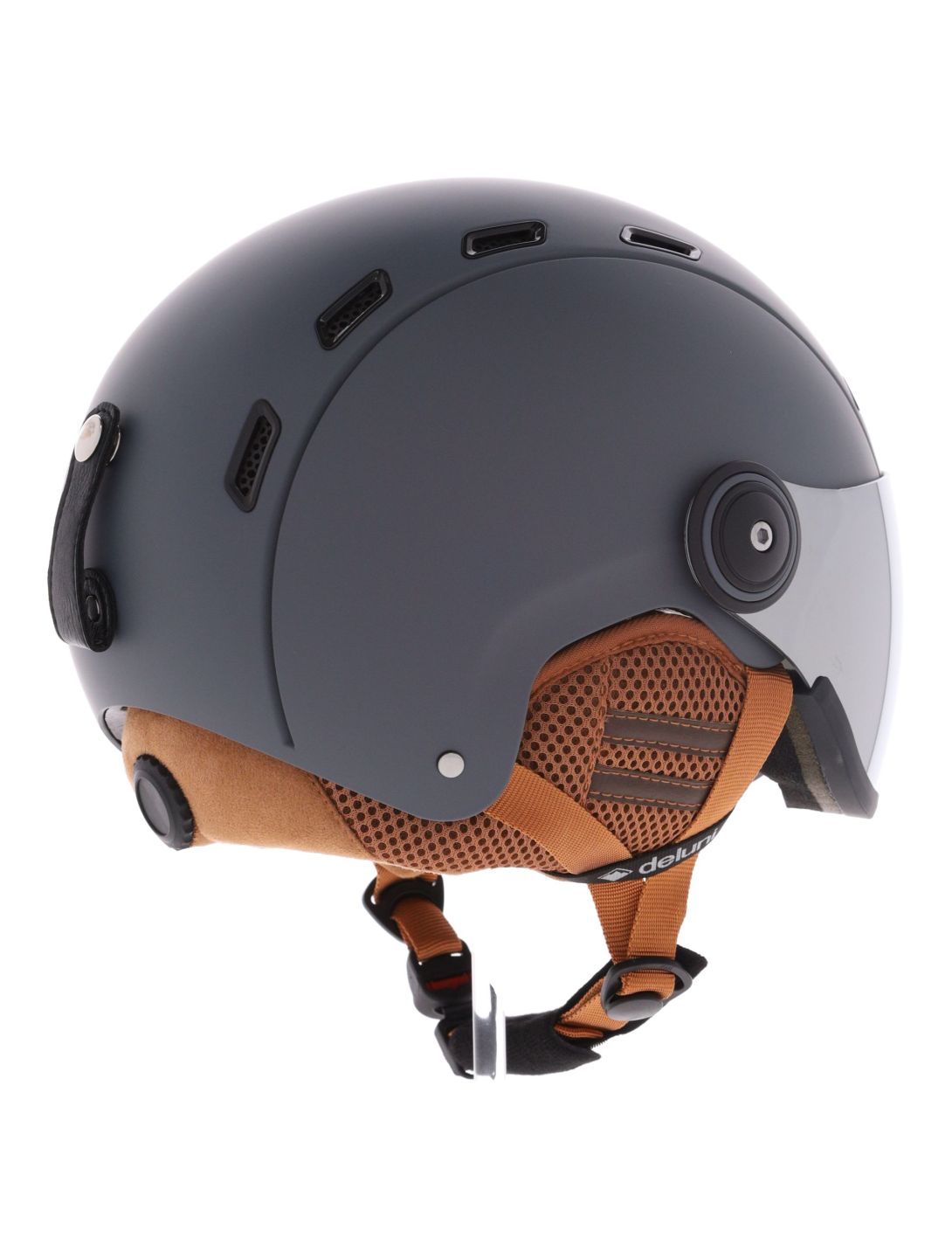 Deluni, Montano Pro 2 Skihelm mit Visier Unisex Matt Dark Grey grau 