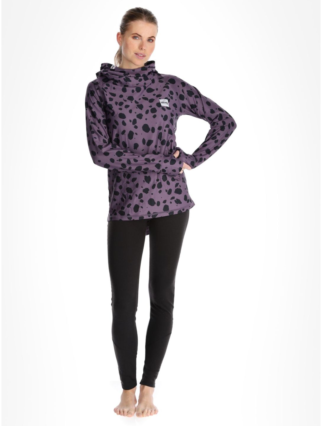 Eivy, Icecold Hood Thermoshirt Damen Purple Cheetah schwarz, violett 