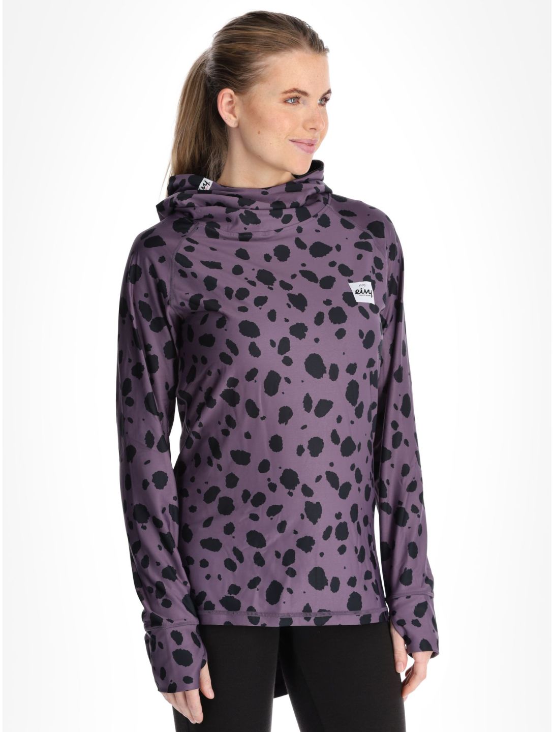 Eivy, Icecold Hood Thermoshirt Damen Purple Cheetah schwarz, violett 