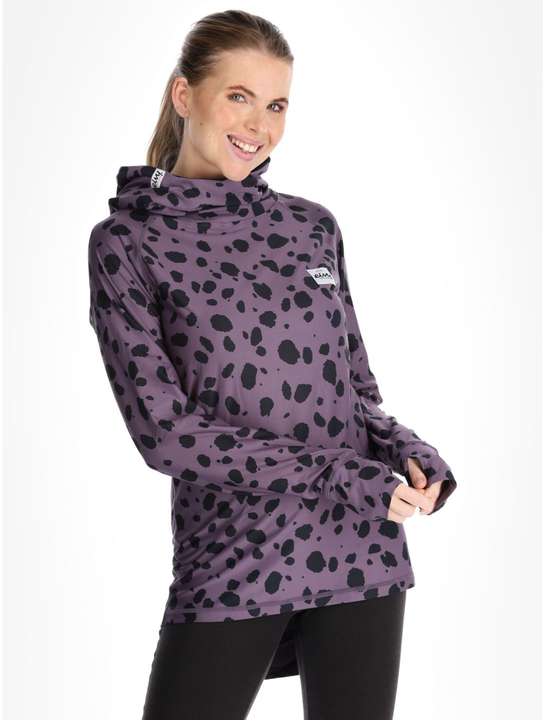 Eivy, Icecold Hood Thermoshirt Damen Purple Cheetah schwarz, violett 