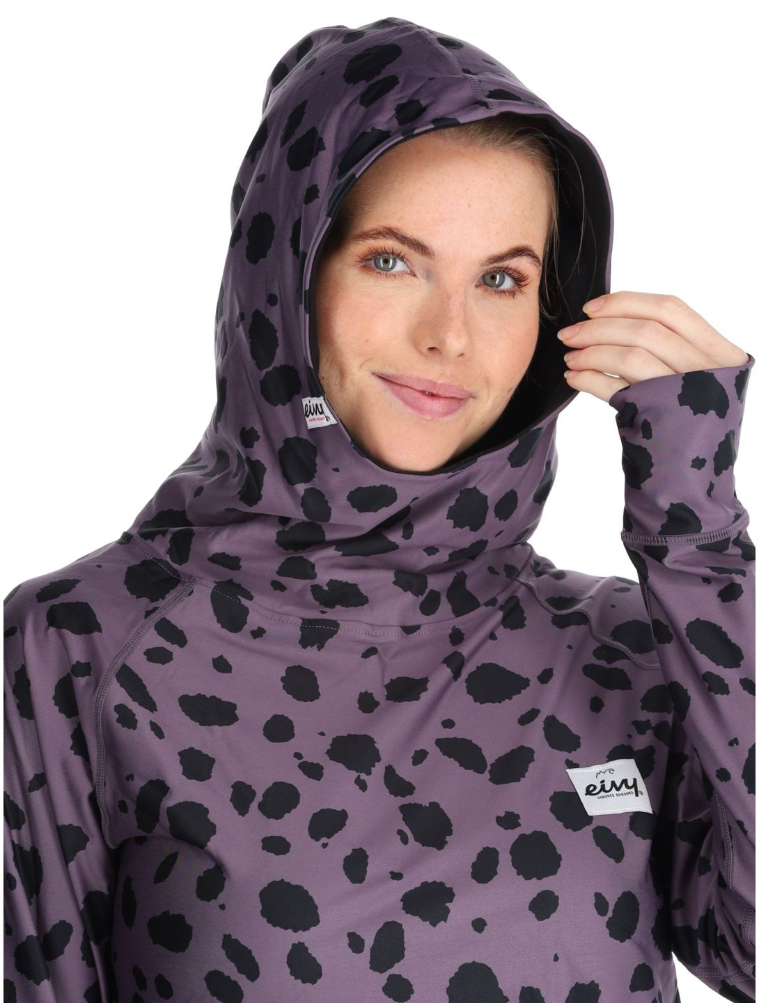 Eivy, Icecold Hood Thermoshirt Damen Purple Cheetah schwarz, violett 