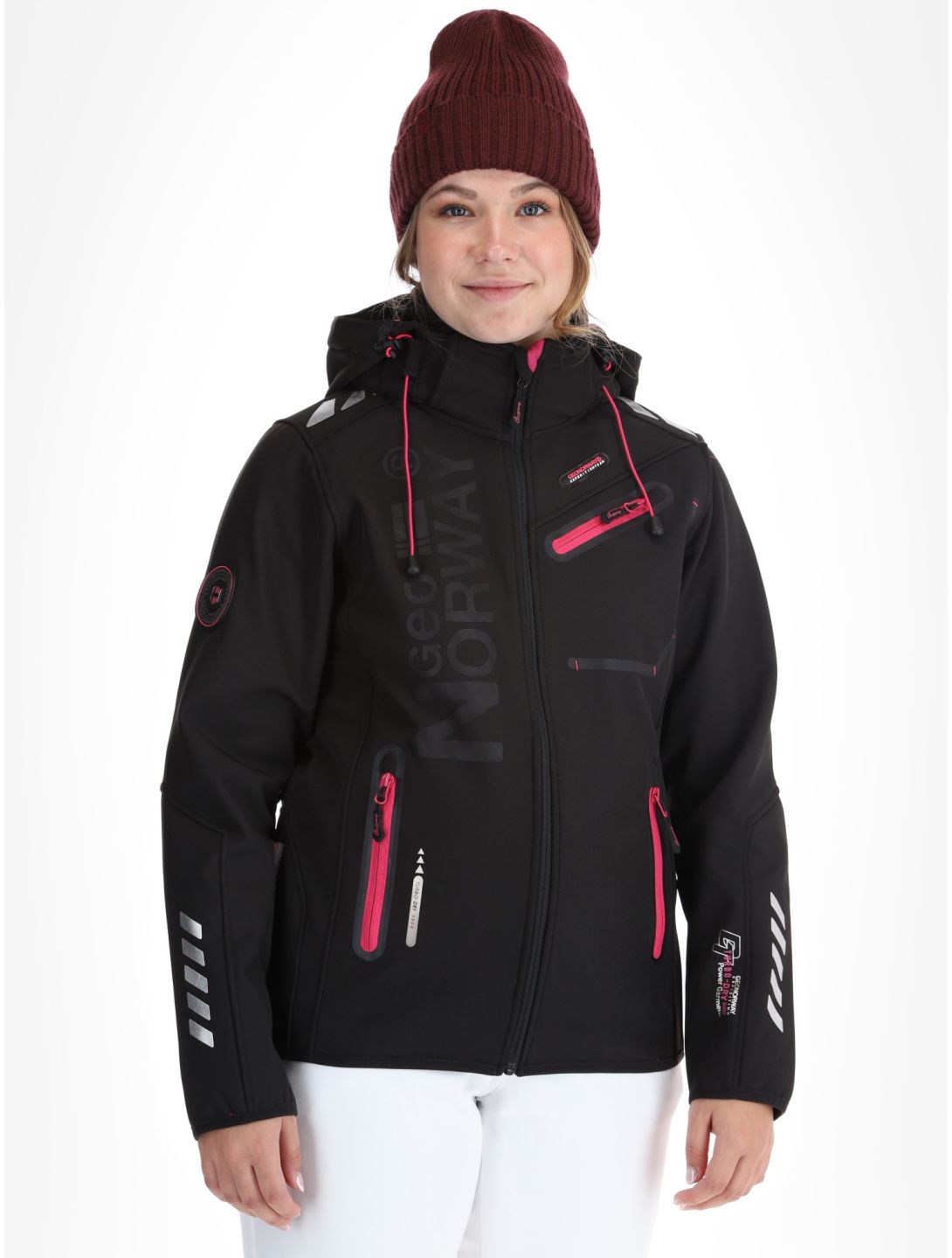 Geographical Norway, Reine Softshell Skijacke Damen Black / Pink rosa, schwarz 