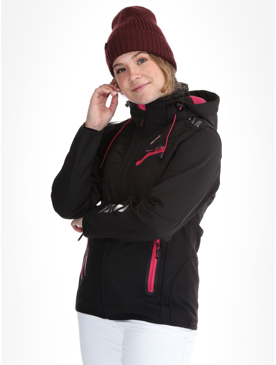 Geographical Norway, Reine Softshell Skijacke Damen Black / Pink rosa, schwarz 