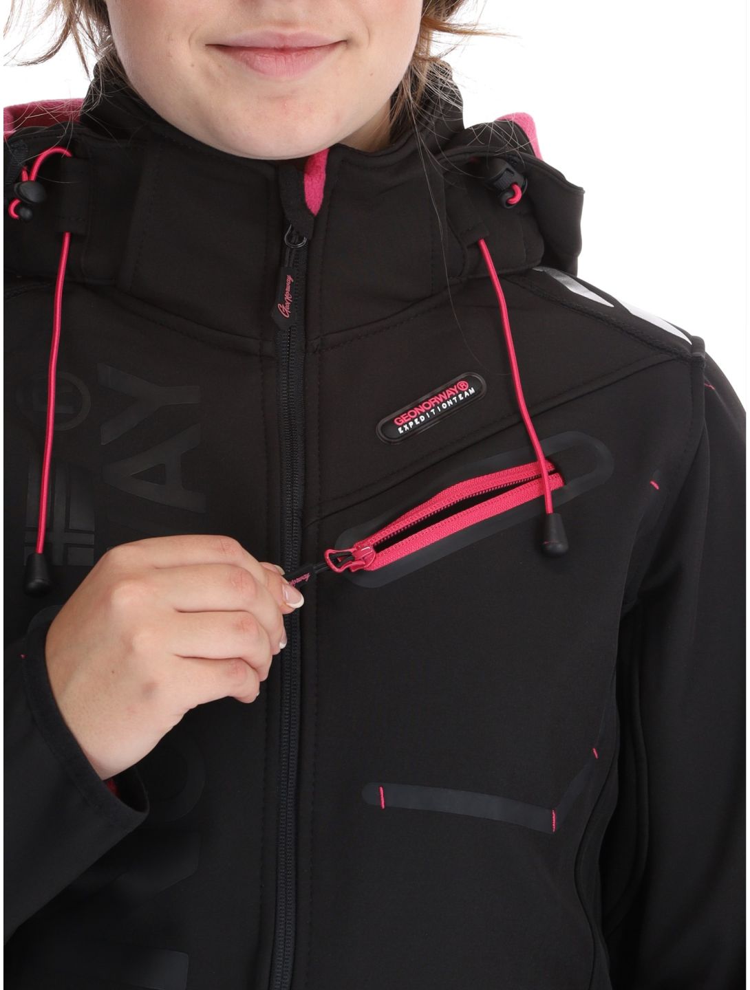 Geographical Norway, Reine Softshell Skijacke Damen Black / Pink rosa, schwarz 