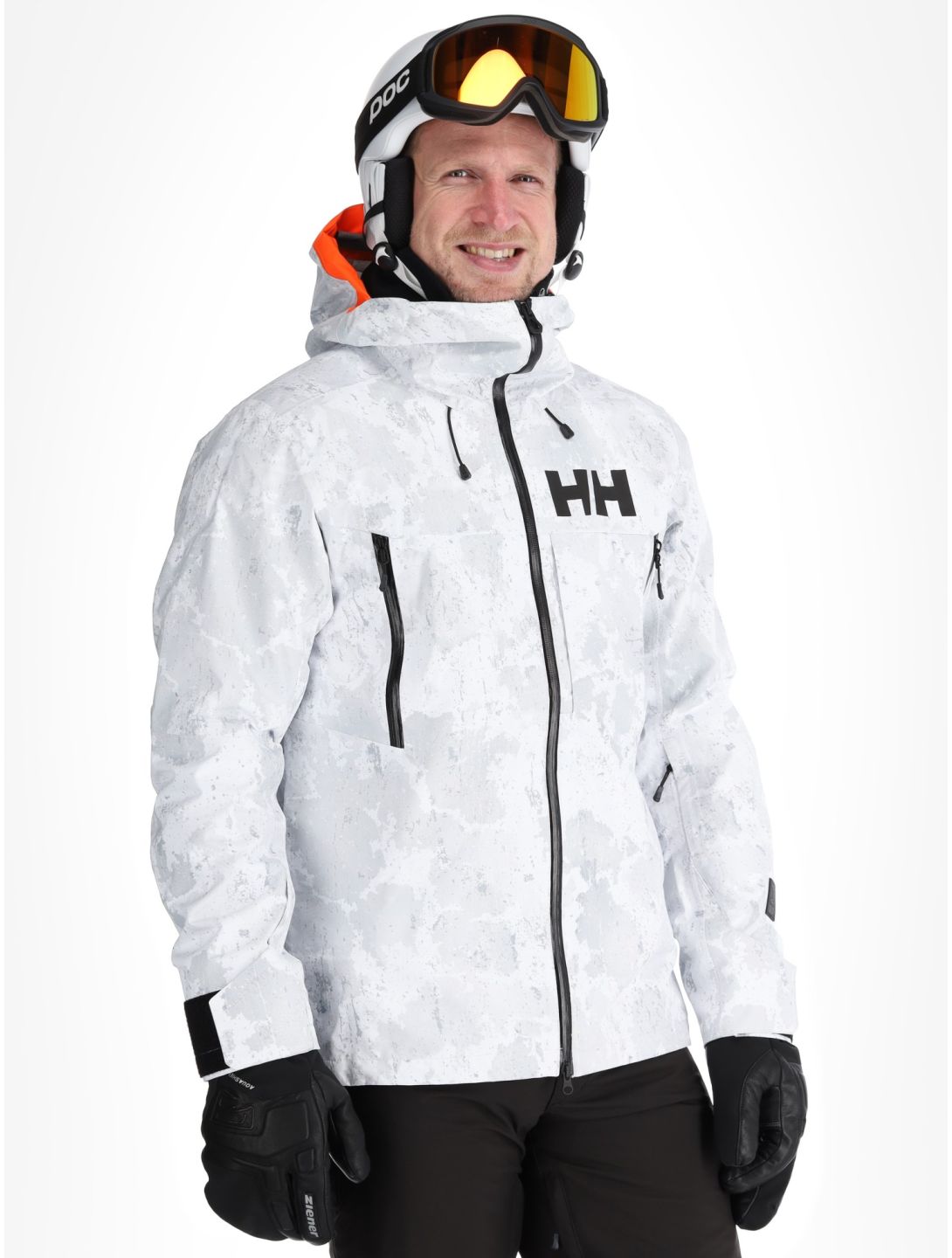 Helly Hansen, Sogn Shell 2.0 Hardshell Skijacke Herren Grey Fog Snow Camo AOP grau, weiß 