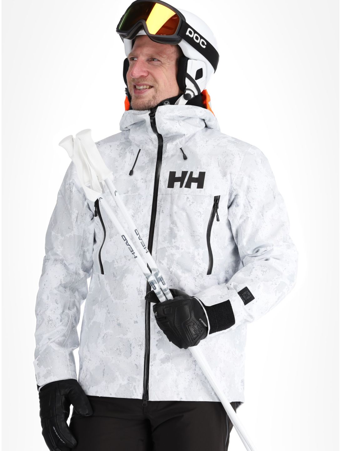 Helly Hansen, Sogn Shell 2.0 Hardshell Skijacke Herren Grey Fog Snow Camo AOP grau, weiß 