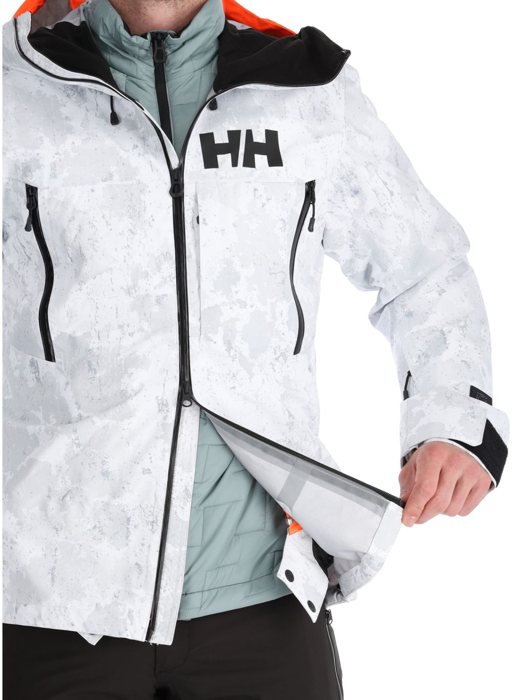 Helly Hansen, Sogn Shell 2.0 Hardshell Skijacke Herren Grey Fog Snow Camo AOP grau, weiß 