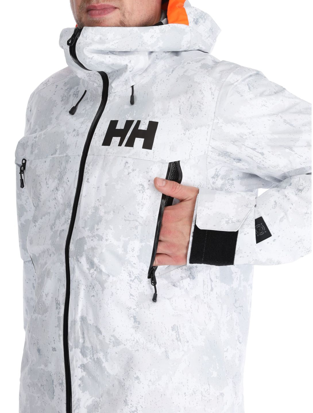 Helly Hansen, Sogn Shell 2.0 Hardshell Skijacke Herren Grey Fog Snow Camo AOP grau, weiß 