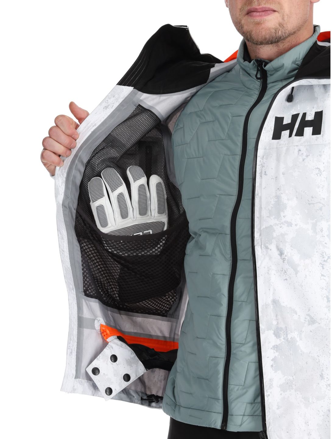 Helly Hansen, Sogn Shell 2.0 Hardshell Skijacke Herren Grey Fog Snow Camo AOP grau, weiß 