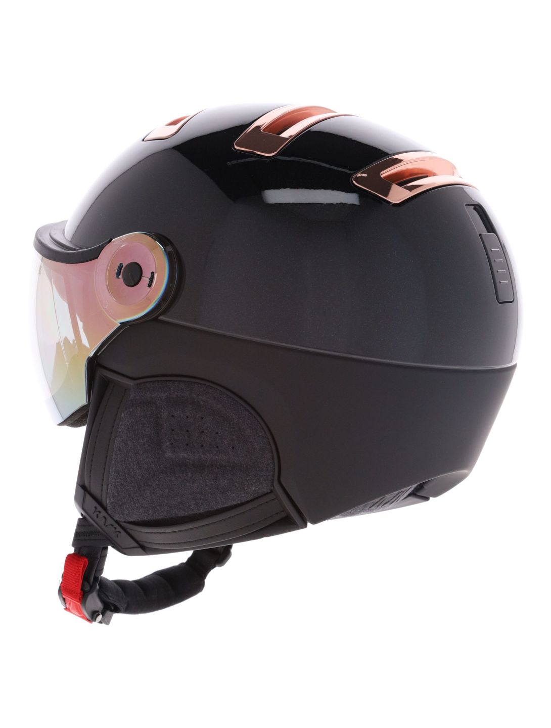 Kask, Piuma-R Chrome Visor Skihelm mit Visier Unisex Black/Pink Gold rosa, weiß 