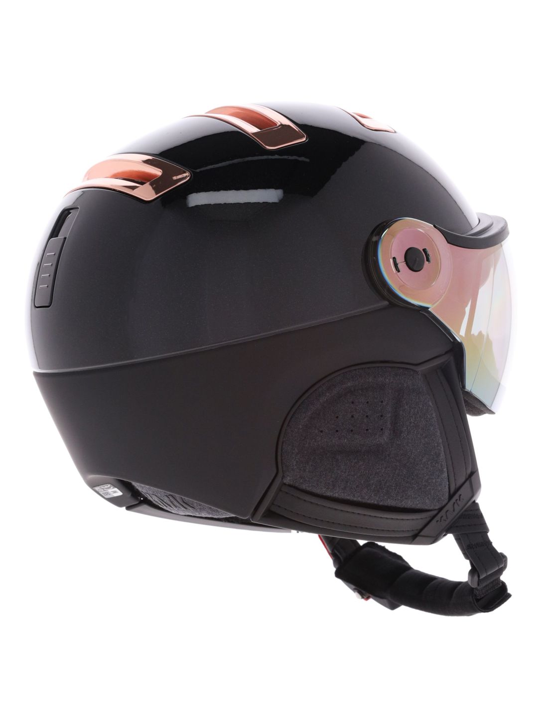 Kask, Piuma-R Chrome Visor Skihelm mit Visier Unisex Black/Pink Gold rosa, weiß 