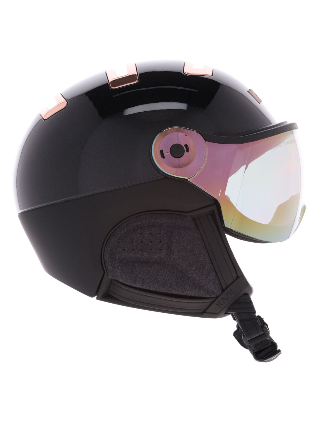 Kask, Piuma-R Chrome Visor Skihelm mit Visier Unisex Black/Pink Gold rosa, weiß 