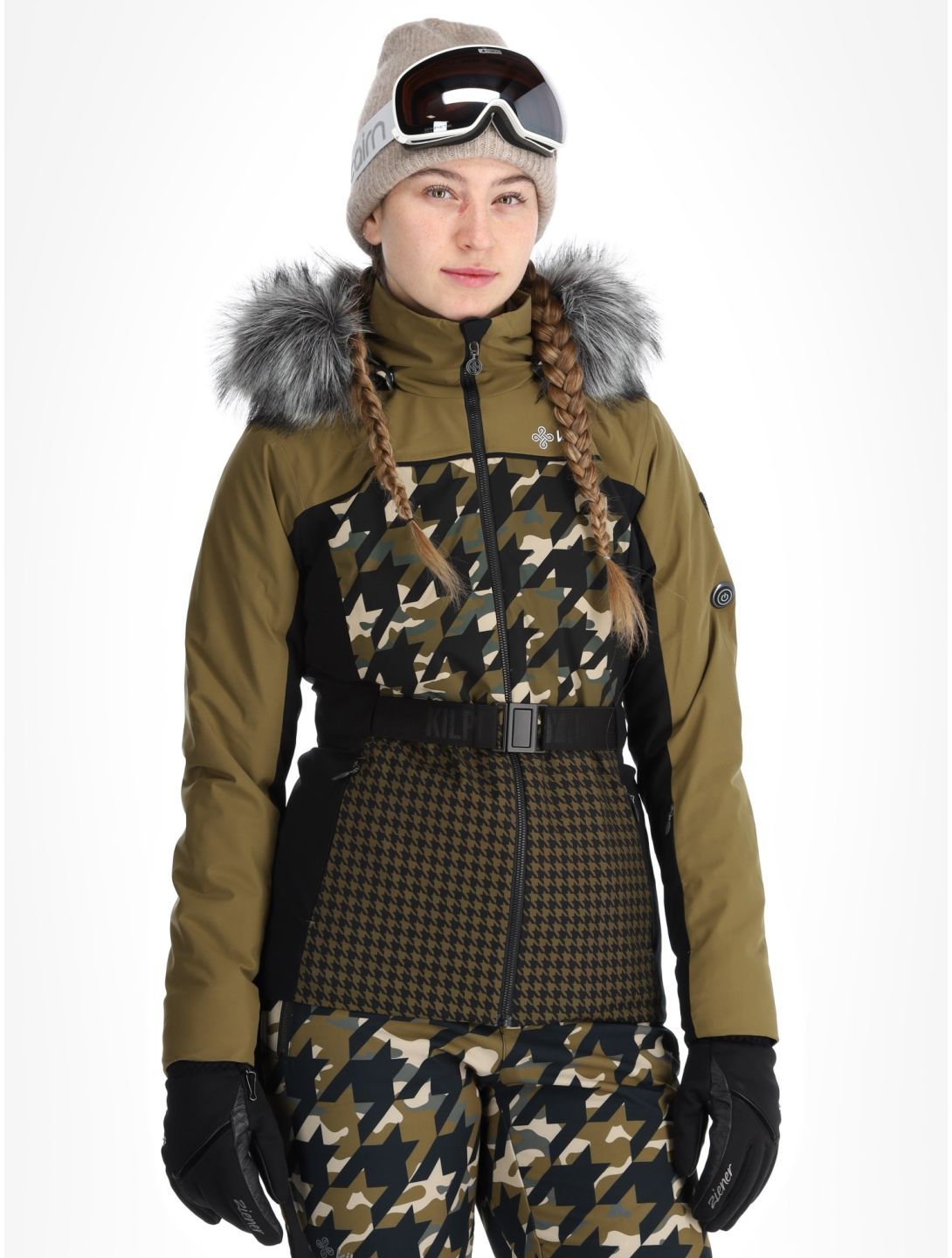 Kilpi, Clair Skijacke Damen Khaki grün, schwarz 