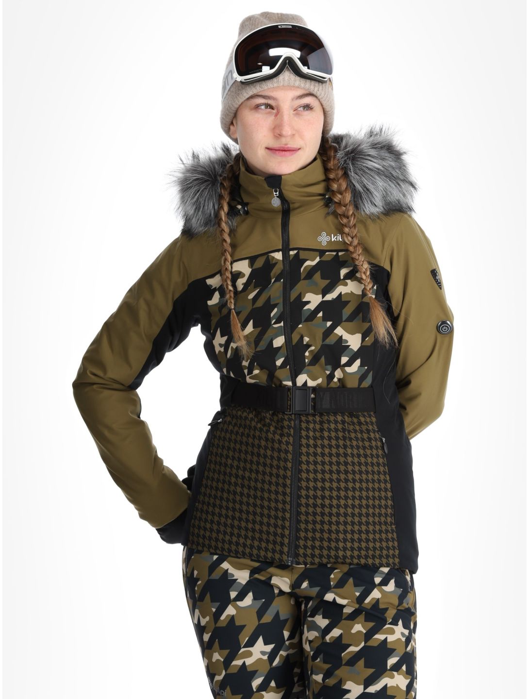 Kilpi, Clair Skijacke Damen Khaki grün, schwarz 