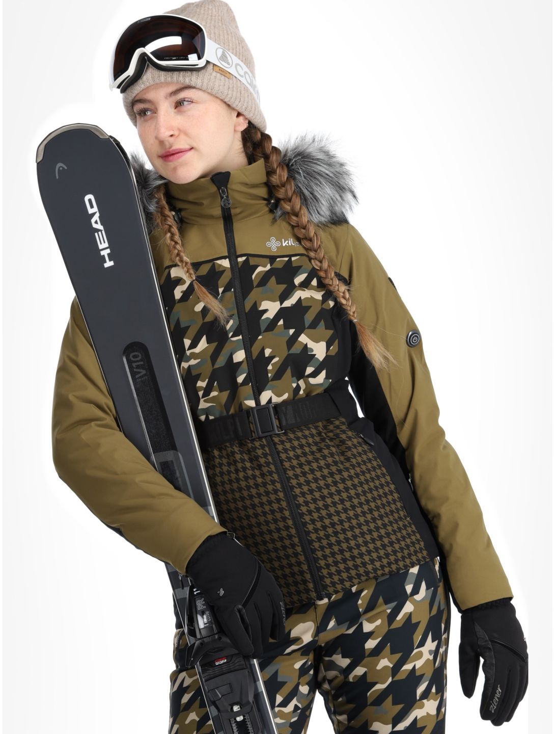 Kilpi, Clair Skijacke Damen Khaki grün, schwarz 