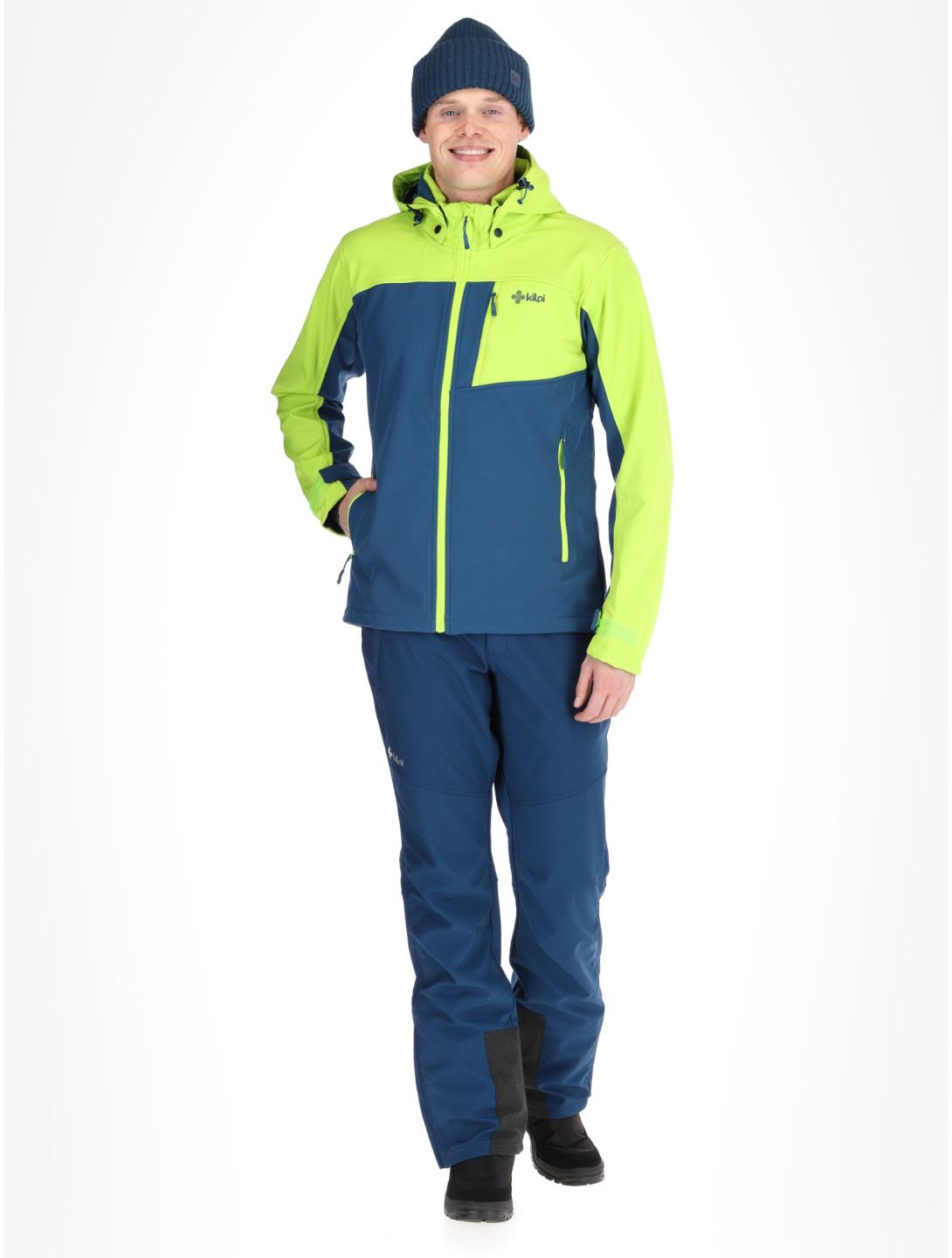 Kilpi, RAVIO Softshell Skijacke Herren Lime Green blau, grün 